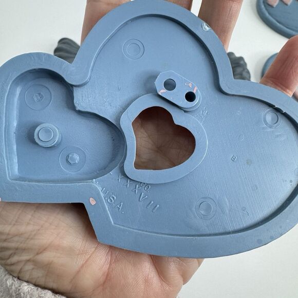 Vtg Set of Blue & Pink Bows Home Interior Wall Hangings Burnwood Hearts 5 Pieces - Picture 8 of 9